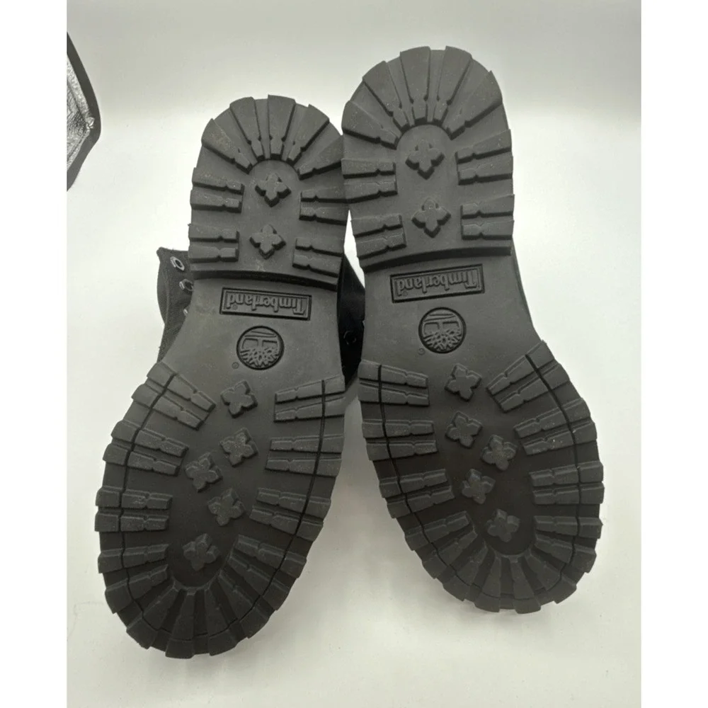 Timberland Roll Top Boots Leather Textile‎ black Kids boys Size 4 one w/o laces